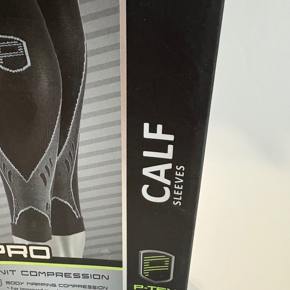 P-TEX Pro Knit Compression Calf Sleeves Pair Small Body Mapping Muscle Support - Picture 4 of 5